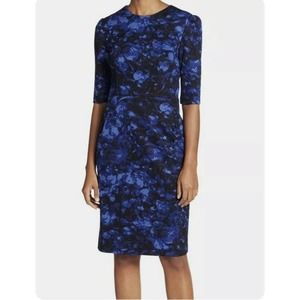 Betsey Johnson Blue Sheath Floral Printed Dress Sz 14